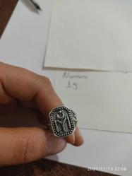 AY YILDIZ IYI TASARIM GÜMÜŞ KAPLAMA SIFIR 19 NUMARA ERKEK YÜZÜK