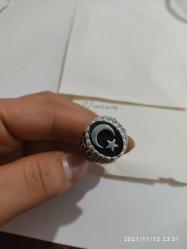 AY YILDIZLI TASARIM GÜMÜŞ KAPLAMA SIFIR 27 NUMARA ERKEK YÜZÜK