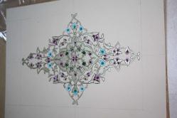 ÇERÇEVELİK ORJINAL TEZHİP SANATI EL YAPIMI ESER (CAM ÖNÜ RAF ÜSTÜ