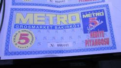 METRO MARKET 5. YIL PİYANGO BİLETİ 2 TANE (ANTİK KOL 23