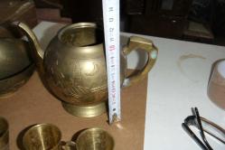 PİRİNÇ METAL TAKIM ÇAYDANLIK MİNİK BARDAKLARI ŞEKERLİĞİ SÜS OBCESİ