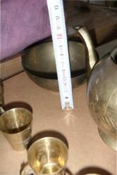 PİRİNÇ METAL TAKIM ÇAYDANLIK MİNİK BARDAKLARI ŞEKERLİĞİ SÜS OBCESİ