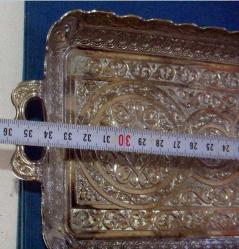 OSMANLI.DEVLET ARMALI İŞLEMELİ TEPSİ KAHVE VB SUNUM HEDİYELİK ÇEYİZLİK GÜMÜŞ İŞLEMELİ TEPSİ KALİTEL