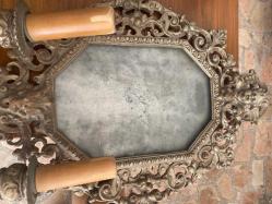 ÇİFT APLİK AYNA..19.YY. EL DEĞMEMİŞTİR. 3KOLLU ŞAHANE ZERAFETTE BASİT ONARIM YAPILABİLİR..