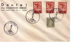 FDC..İLKGÜN ZARFI.İZMİR 9.EYLÜL 1954 DANTEL PUL DERGİSİ