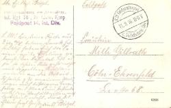 DEUTSCHE FELD-POST 1. DÜNYA SAVAŞI 1916 POSTA KARTI