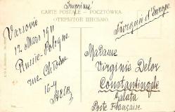 WARŞOVA 1911 DAMGALI, POSTA KARTI İSTANBULA GELMİŞ