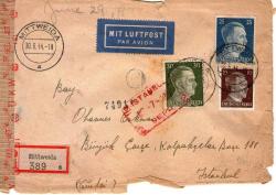 nAZİ ııı. reıch PULLU ,ERMENİ MEKTUP, ALMAN MITWEIDA DAMGALI ,AÇILIP KONTROL EDİLMİŞ, RRRR1944 OHANNES ERKMAN,