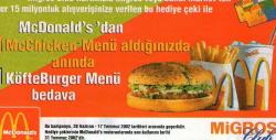 LOT.20 » MİGROS McDONALD'S ALIŞVERİŞ ÇEK 2001.10.000.000A KADAR ALIŞVERİŞE 1 ÇEK ALMA ŞANSI