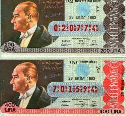 LOT.15 » MİLLİ PİYANGO ATATÜRK 29 EKİM 1983 YARIM ÇEYREK K VE Y SERİSİ