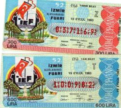 İZMİR FUARI 1983 10 EYLÜL MİLLİ PİYANGO TAM-ÇEYREK ÇİL