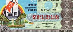 İZMİR FUARI 1983 10 EYLÜL MİLLİ PİYANGO TAM-ÇEYREK ÇİL