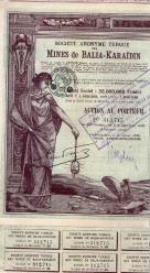 LOT.1 » BALİA KARAİDİN HİSSE SENEDİ  KOLLEKSİYONU 12 ADET DEĞİŞİK şahane örnek EŞŞİZDİR