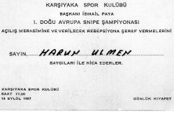 FENERBAHÇELİ YELKENCİ...KSK KARŞIYAKA SPOR KLÜBÜ DAVETİYE 1967 HARUN ULMAN