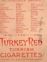 1910 Turkey Red Turkish Cigarettes Automobile Series Card Lot of 6