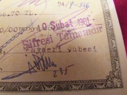 İŞ BANKASI KAYSERİ ŞUBESİ ŞUBAT 1961 YILINA AİT OLDUKÇA ESKİ ÇOK ENDER BANKA ÇEKİ 689