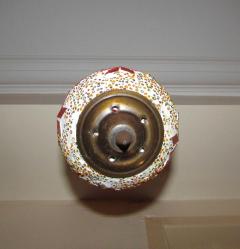 KANDİL MUM İÇİN YAPILMIŞ KESME RENKLİ DİZAYN CAMLI ZİNCİRLİ ASMALI ÇOK ENDER BAKIR CAM KOMBİNASYONU 204