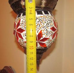 KANDİL MUM İÇİN YAPILMIŞ KESME RENKLİ DİZAYN CAMLI ZİNCİRLİ ASMALI ÇOK ENDER BAKIR CAM KOMBİNASYONU 204