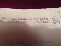 TÜRK ANONİM ELEKTRİK ŞİRKETİ İSTANBUL 1935 TARİHİNDE KESİLMİŞ OLDUKÇA YAŞLI DEĞERLİ BİR BELGE 542