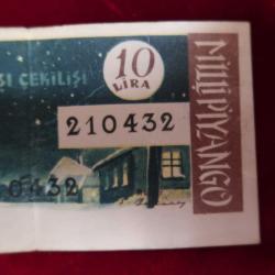 MİLLİ PİYANGO 1956 YILBAŞI ÇEKİLİŞİ BEŞTE BİR MİLLİ PİYANGO BİLETİ 2042