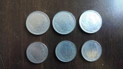 3 ADET 2,5 VE 3 ADET 1 LİRA 1960'LAR 6 ADET MADENİ PARA LOTU.