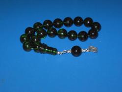 **(58)**İRİ TANELİ YEŞİL RENKLİ SIKMA KEHRİBAR EFE TESBİHİ