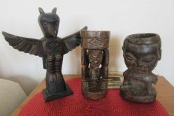 1950'LERDEN ÇOK NADİR EL OYMASI ANTİKA ADAYI AFRİKA VOODOO BÜYÜCÜSÜ AHŞAP KÜL TABLASI BİBLO HEYKEL (HAFİF EĞİMLİ) 20 CM