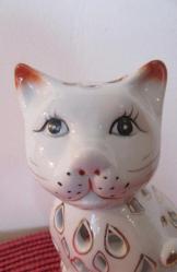 VİNTAGE PORSELEN BİBLO KEDİ BİBLOSU TEALİGHT MUMLUK 12 CM