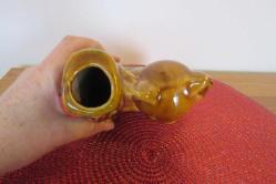 VİNTAGE DAMGALI SERAMİK BİBLO VAZO MUMLUK ANNE KEDİ VE YAVRUSU 14 CM
