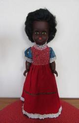 1963 EDMUND KNOCH EK DAMGALI ÇOK NADİR ANTİKA ADAYI VINTAGE VINIL (ET) SİYAHİ ESMER OYUNCAK BEBEK 35 CM