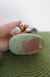 1960'LARDAN VİNTAGE ALÇI CHALKWARE BİBLO ARJANTİNLİ GENÇLER GİTAR VE AKORDİYON ÇALAN 15.5 CM