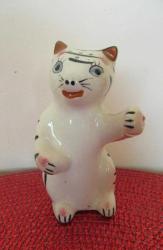 Japonya 1980 lerden Damgalı Vintage Seramik Porselen Görünümlü Kedi Tuzluk Karabiberlik Biblo 10 cm