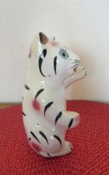 Japonya 1980 lerden Damgalı Vintage Seramik Porselen Görünümlü Kedi Tuzluk Karabiberlik Biblo 10 cm