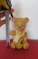 Vintage Seramik Biblo (Porselen Görünümlü) Gitar Çalan Ayıcık 12.5 cm