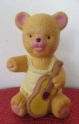 Vintage Seramik Biblo (Porselen Görünümlü) Gitar Çalan Ayıcık 12.5 cm