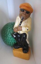 Vintage Seramik Biblo Siyahi Esmer (Afrikan Amerikan) Caz (Jazz) Sanatçısı 17 cm