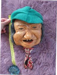 Laffun Head Peter Figuren Vintage Antika Oyuncak Biblo Kitsch Bebek Duvar Panosu Duvar Süsü Mask