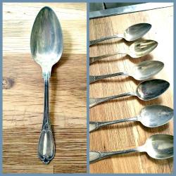 Antika - OMENİV'DEN ANTİKA GOWE ALPACA DAMGALI 6 ADET GÜMÜŞ KAPLAMA KAŞIK YEMEK KAŞIĞI 71 GR - kitantik - kitaLog