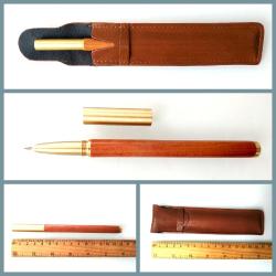 OMENİV'DEN VİNTAGE RETRO MODEL MİNİMAL AHŞAP PİRİNÇ TON DOLMA KALEM DOLMAKALEM 0.38MM VE KILIF SET