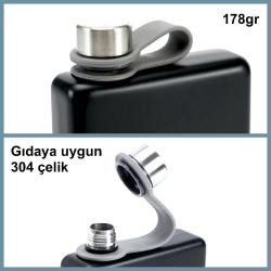 OMENİV'DEN 304 ÇELİK SİYAH MATARA 250ML TERMOS İÇKİ VOTKA VİSKİ ŞİŞESİ ŞARAP ŞİŞE EŞSİZ