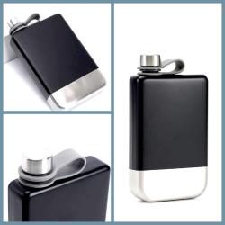 OMENİV'DEN 304 ÇELİK SİYAH MATARA 250ML TERMOS İÇKİ VOTKA VİSKİ ŞİŞESİ ŞARAP ŞİŞE EŞSİZ