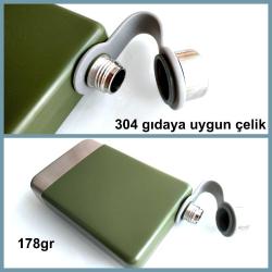 OMENİV'DEN 304 ÇELİK YEŞİL MATARA 250ML TERMOS İÇKİ VOTKA VİSKİ ŞİŞESİ ŞARAP ŞİŞE KOLEKSİYON