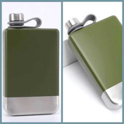 OMENİV'DEN 304 ÇELİK YEŞİL MATARA 250ML TERMOS İÇKİ VOTKA VİSKİ ŞİŞESİ ŞARAP ŞİŞE KOLEKSİYON