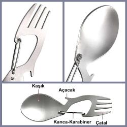 OMENİV'DEN TİTANYUM TON ÇELİK ÇATAL KAŞIK KARABİNER ANAHTARLIK ÇADIR BALIK KAMP OUTDOOR KOLEKSİYON