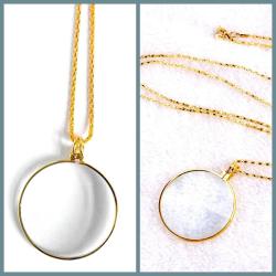 OMENİV'DEN 6 KAT BÜYÜTEN BÜYÜTEÇ KOLYE ANTİKA VİKTORYEN VİNTAGE RETRO TARZ UZUN ZİNCİR NEFİS