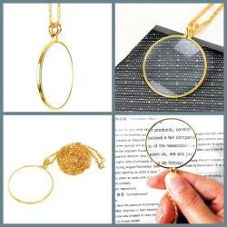 OMENİV'DEN 6 KAT BÜYÜTEN BÜYÜTEÇ KOLYE ANTİKA VİKTORYEN VİNTAGE RETRO TARZ UZUN ZİNCİR NEFİS