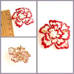 OMENİV'DEN VİNTAGE RETRO STİL FLORAL ÇİÇEK BROŞ İĞNE MİNE KAPLAMA DETAYLAR