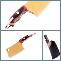 OMENİV'DEN AHŞAP SAPLI 5 CM MİNYATÜR ÇAKI BIÇAK SATIR ÇELİK + KILIFLI ANAHTARLIK KOLYE OUTDOOR KAMP