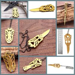 OMENİV'DEN GOLD PİRİNÇ TON ÇELİK AYI DİŞİ KOLYE ÇAKI BIÇAK ANAHTARLIK KAMP OUTDOOR AV OLTA