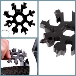 OMENİV'DEN SİYAH 9 TORNAVİDA UÇLU SET ANAHTARLIK SÜPER TASARIM KAR TANESİ